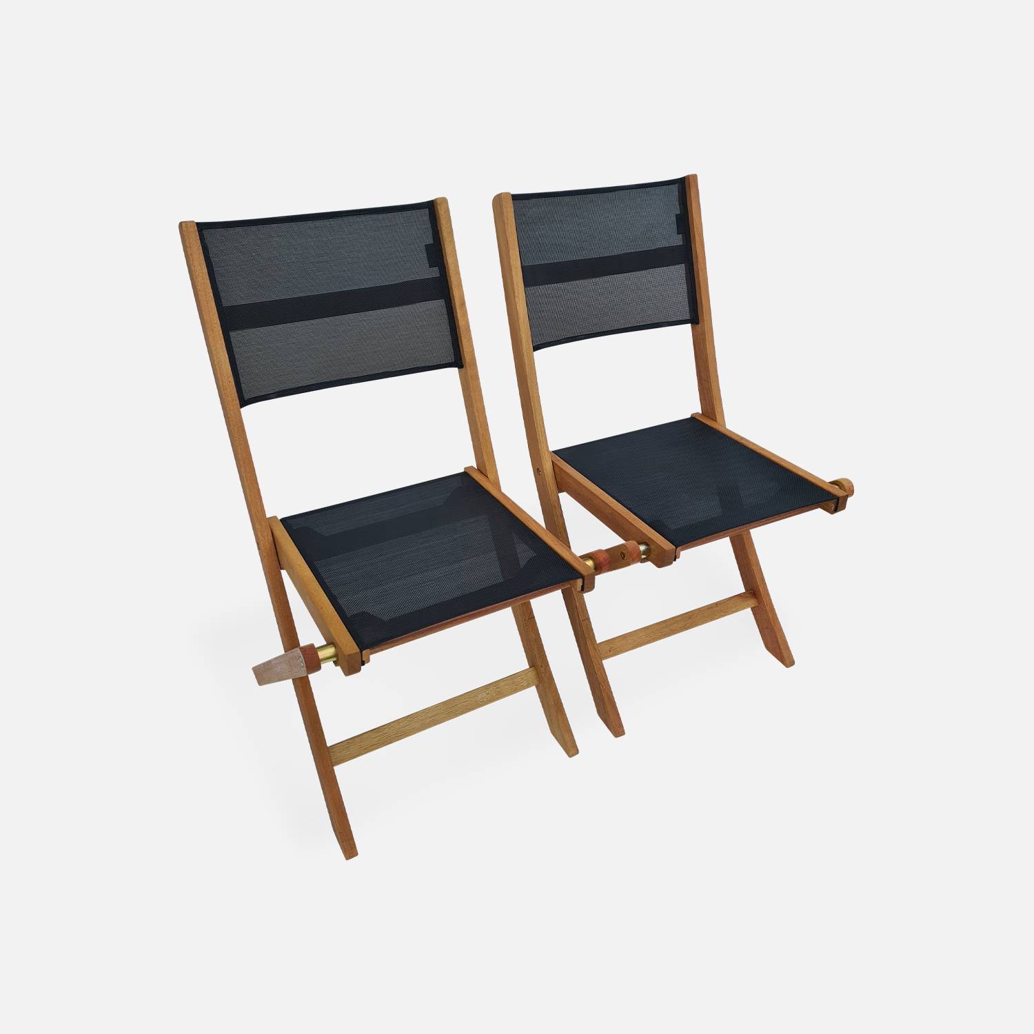 10-seater garden dining set, extendable 200-300cm FSC-eucalyptus wooden table, 8 chairs and 2 armchairs - Almeria 10 - Black textilene seats Photo7