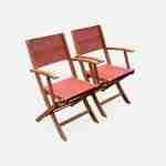 Ausziehbare Gartenmöbel aus Holz - Almeria Tisch 200/250/300cm mit 2 Verlängerungen, 2 Sesseln und 8 Stühlen, aus geöltem FSC Eukalyptusholz und Terra-Cotta Textilene Photo5