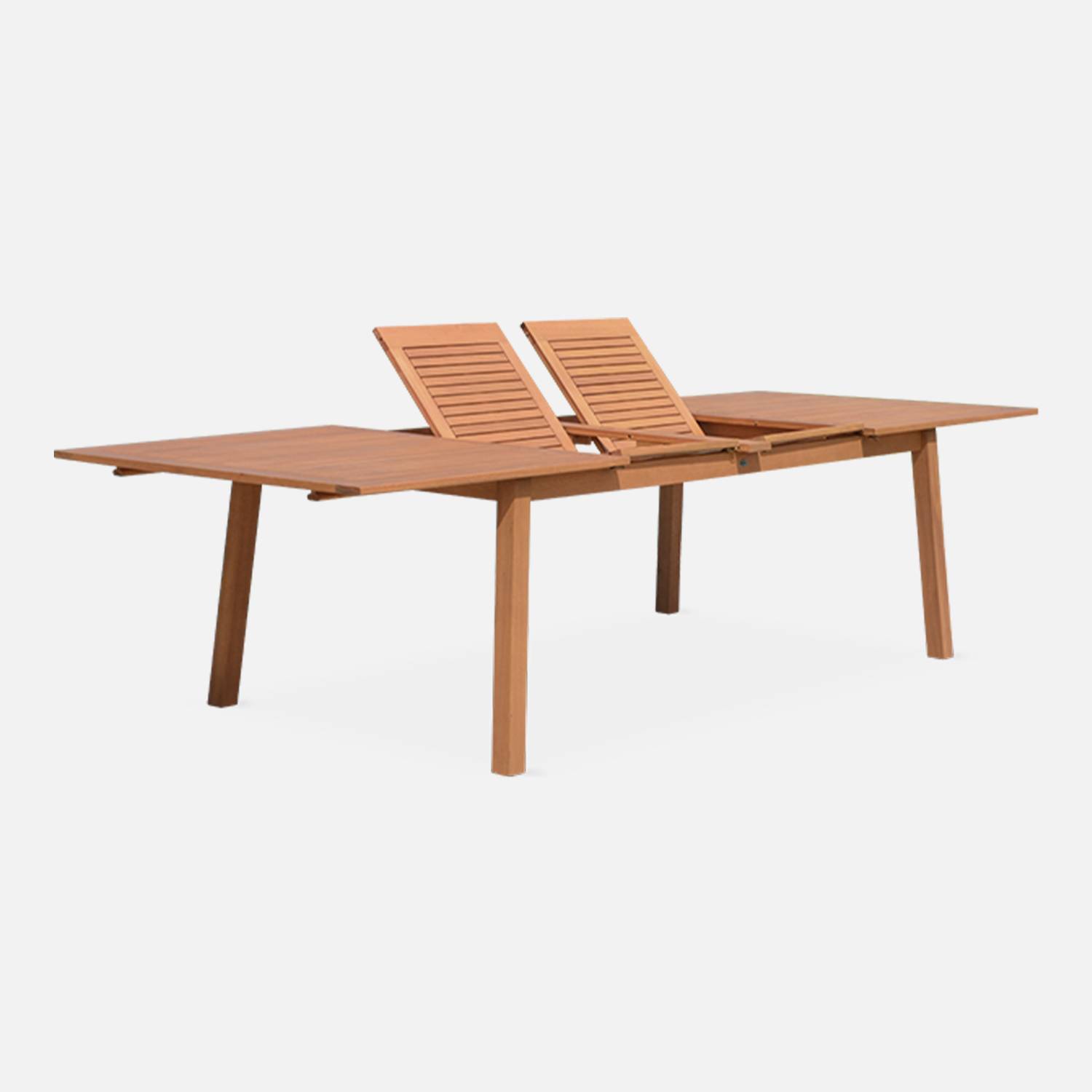 Conjunto de mesa y sillas de jardin de madera, 10 plazas, Eucalipto, Extensible 200/250/300cm Photo7