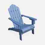 Adirondack Garden Armchair - Foldable, Wooden, Eucalyptus, Retro-style Relax Chair - Grey Blue Photo3