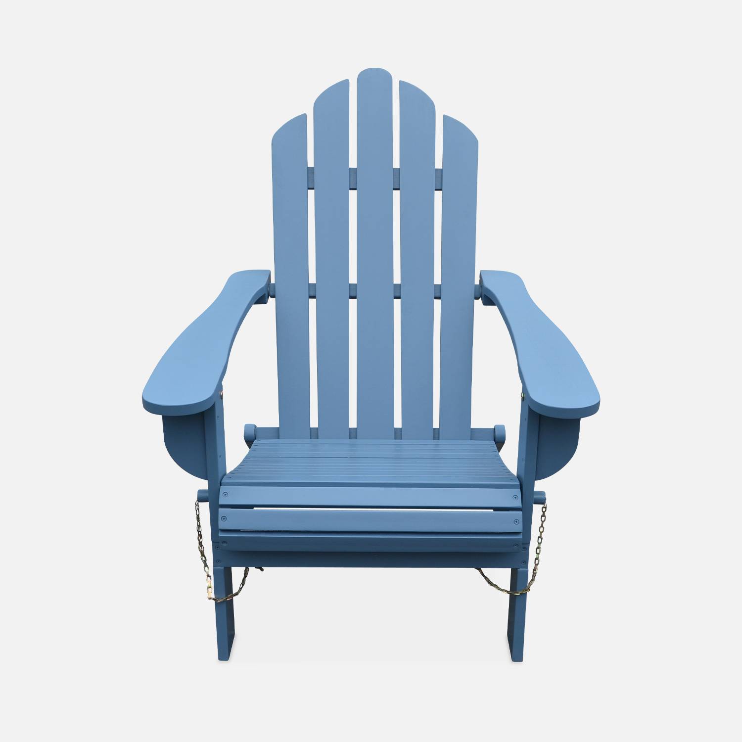 Adirondack Garden Armchair - Foldable, Wooden, Eucalyptus, Retro-style Relax Chair - Grey Blue Photo4