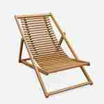 Set of 2 slatted wood deck chairs, deck chair in FSC eucalyptus and textilene with headrest cushion - Bilbao - Grey Photo6
