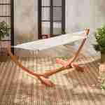 Wooden hammock with cotton canvas, 318x100x101cm - Hamaca - White Photo3