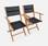 Set of 2 armchairs in wood, 2 oiled FSC eucalyptus and textilene folding armchairs, Black  | sweeek