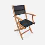 Wood and textilene garden armchairs - 2 oiled FSC Eucalyptus and textilene folding armchairs - Almeria - Black  Photo4