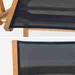 Wood and textilene garden armchairs - 2 oiled FSC Eucalyptus and textilene folding armchairs - Almeria - Black  Photo6