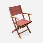 Wood and textilene garden armchairs - 2 oiled FSC Eucalyptus and textilene folding armchairs - Almeria - Terracotta Photo4