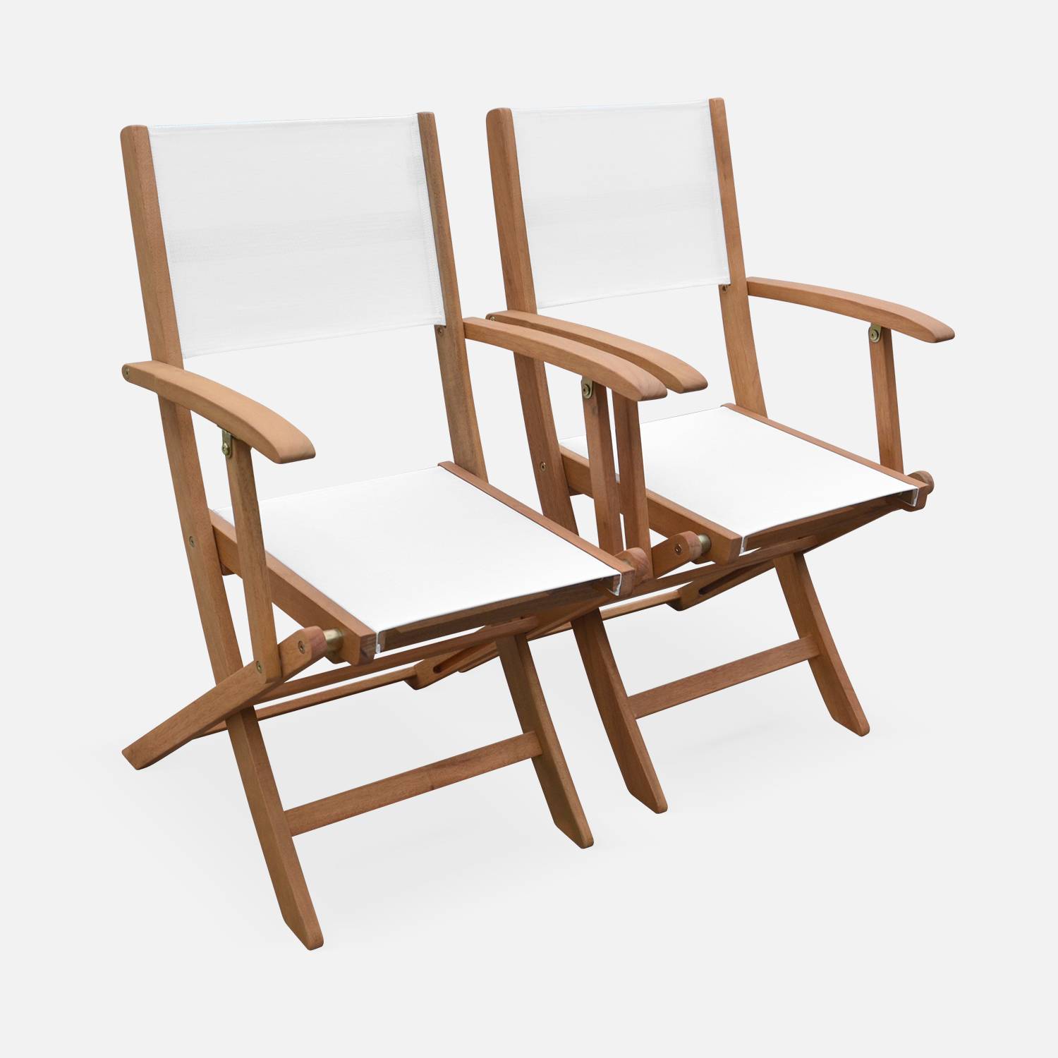 Pareja de sillas de mesa de jardín, Eucalipto, Natural,sweeek,Photo3