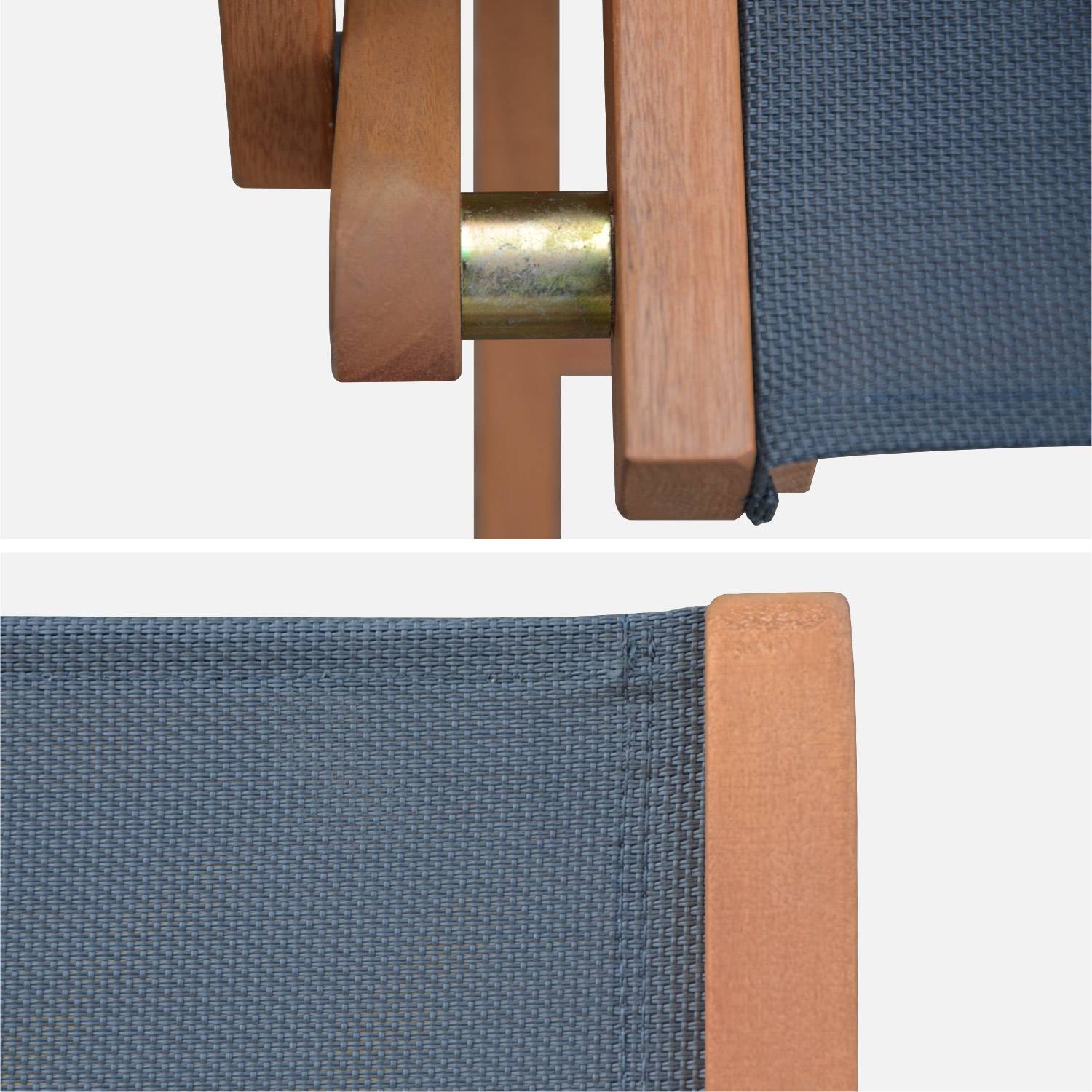 Cadeiras de jardim em madeira e textilene - Almeria Gris antracite - 2 cadeiras dobráveis em madeira de eucalipto FSC oleada e textilene Photo5