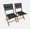 Set of 2 garden chairs in wood, 2 oiled FSC eucalyptus and textilene folding chairs, Black | sweeek