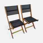 Set of 2 garden chairs in wood,  oiled FSC eucalyptus and textilene folding chairs - Almeria - Black Photo3