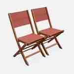 Set of 2 garden chairs in wood,  oiled FSC eucalyptus and textilene folding chairs - Almeria -  Terracotta Photo3