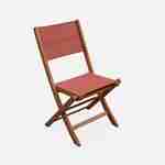 Set of 2 garden chairs in wood,  oiled FSC eucalyptus and textilene folding chairs - Almeria -  Terracotta Photo4