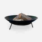 Black cast iron fire pit 90cm diameter with 3 legged base - steel legs, sleek design - FUJI  Photo3