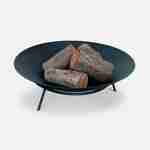 Black cast iron fire pit 90cm diameter with 3 legged base - steel legs, sleek design - FUJI  Photo4