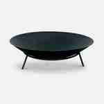 Black cast iron fire pit 90cm diameter with 3 legged base - steel legs, sleek design - FUJI  Photo5