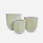 3er-Set Übertöpfe - Hibiscus - Kunststoffvasen, 3 Größen, rund, stapelbar, beige Photo5