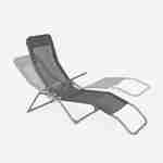 Set van 4 opvouwbare ligstoelen - Levito Anthraciet - Ligstoelen van textileen, 2 posities, opvouwbare ligstoelen Photo4