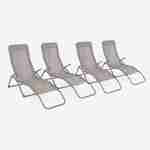 Set mit 4 klappbaren Sonnenliegen - Levito Taupe - Textilene-Liegestühle mit 2 Positionen, Liegestühle Photo3