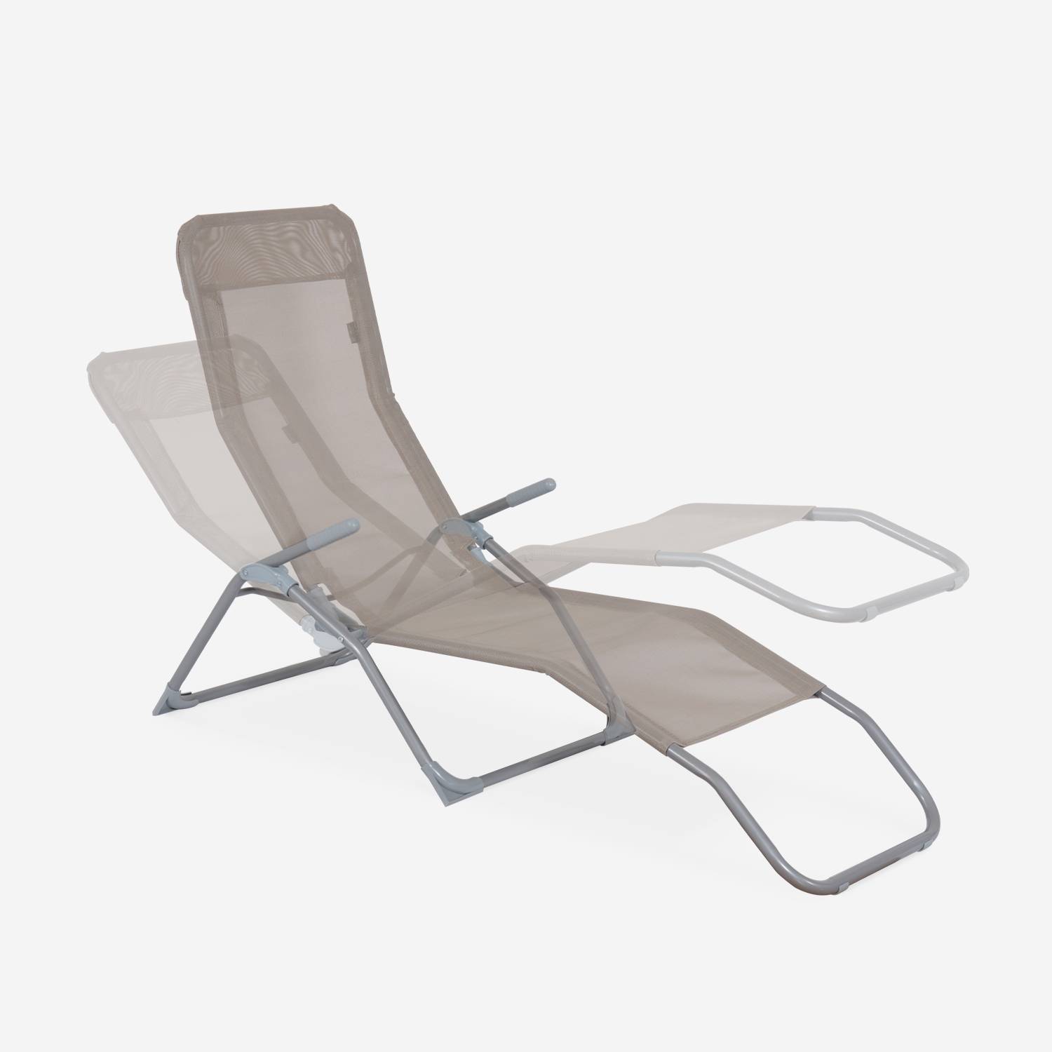 Set van 4 opvouwbare ligstoelen - Levito Taupe - Ligstoelen van textileen, 2 posities, opvouwbare ligstoelen,sweeek,Photo5