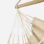Silla hamaca color crudo, 1 persona, 100% polialgodón, 115x160cm, color crudo, con barra de soporte de roble 110cm y cuerdas de suspensión Photo3