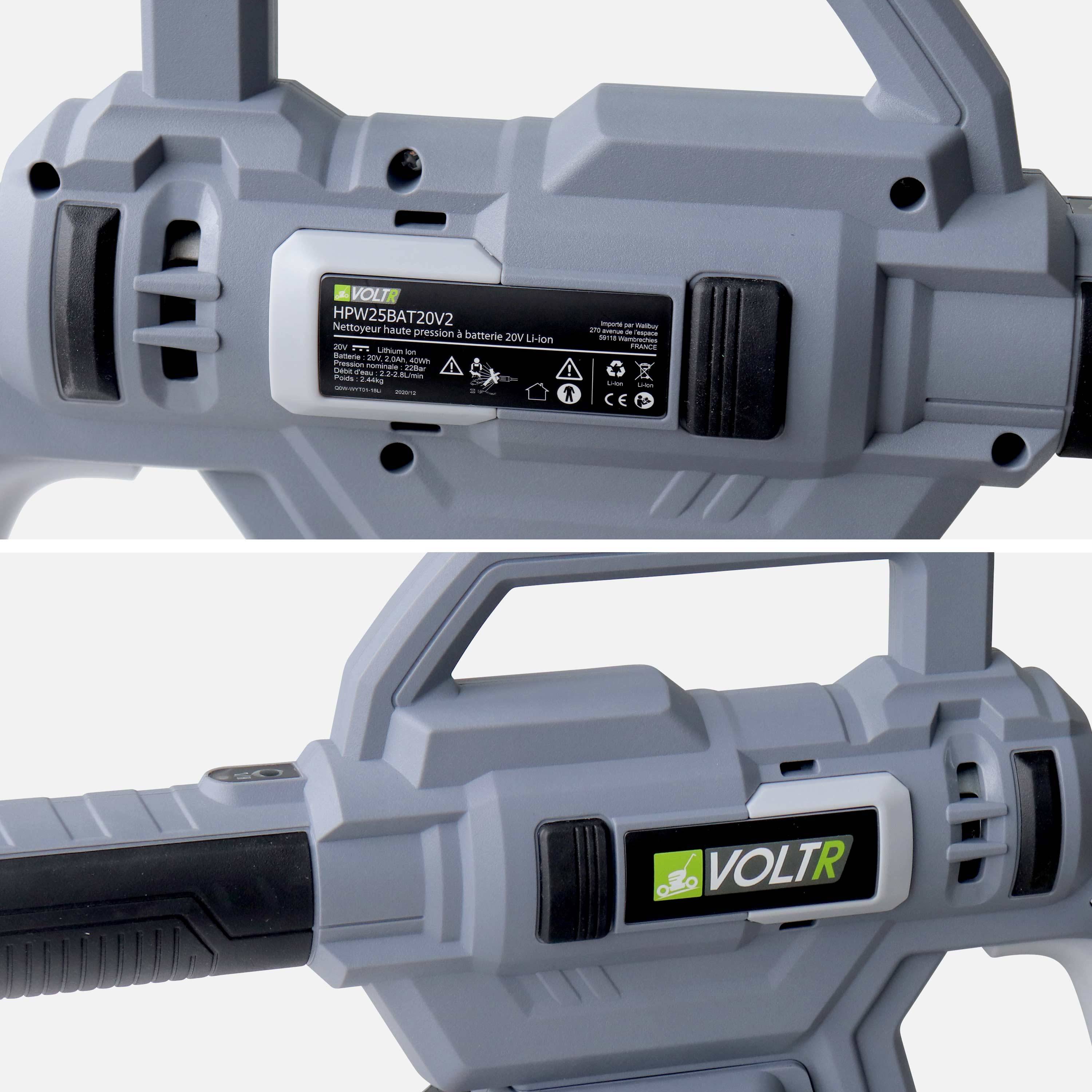 VOLTR - Pistola de lavado a presión de 25 bar con batería de 20V - juego completo de accesorios que incluye cepillo, boquilla de pulverización variable, depósito de detergente, batería y cargador   ,sweeek,Photo6