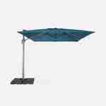 Hoogwaardige 3x4m vierkante parasol- St. Jean de Luz  - Eendblauw - Kantelbare, opvouwbare en 360° draaibare zweefparasol. Photo3