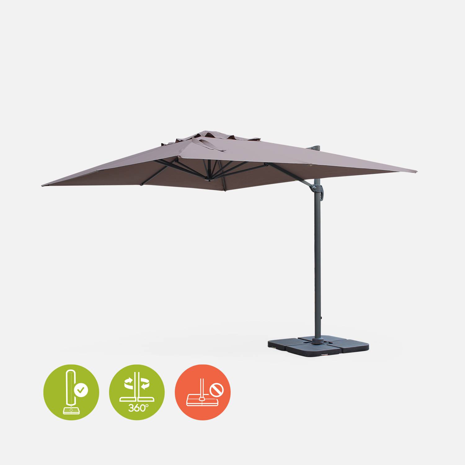 Rectangular cantilever parasol, 3x4m - Saint Jean de Luz - Beige-brown Photo3