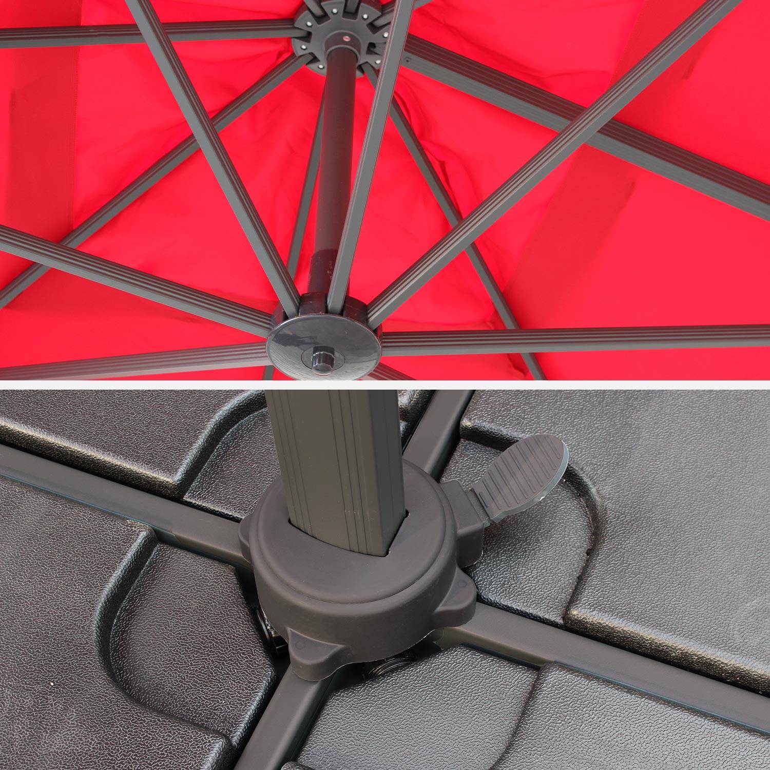 Rectangular cantilever parasol, 3x4m - Saint Jean de Luz - Red,sweeek,Photo6
