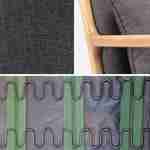 Sillón de diseño de madera y tela, 1 asiento recto fijo, patas de compás escandinavas, armazón de madera maciza, asiento cómodo, gris oscuro Photo7