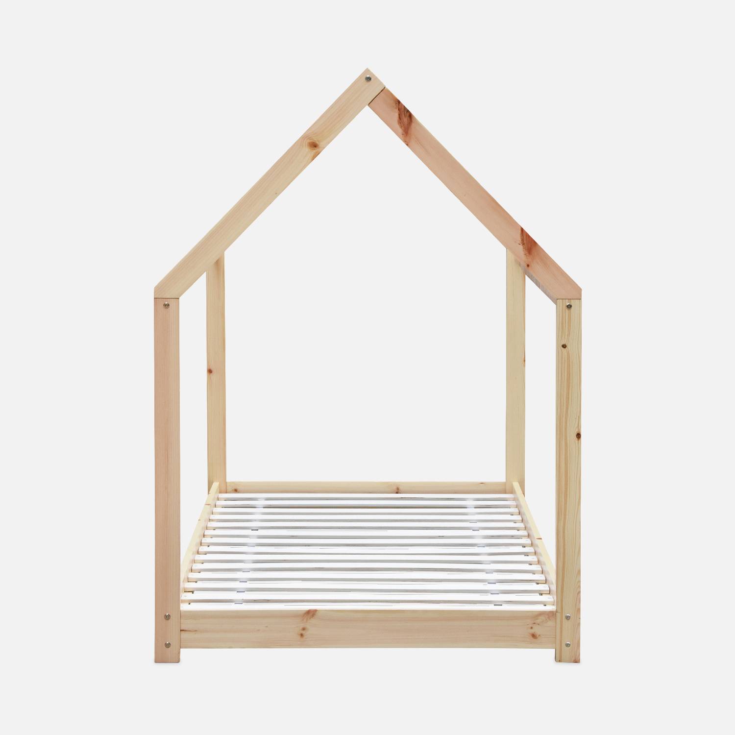 Cama cabaña Montessori, madera maciza de pino natural - Tobias - base incluida, 90 x 190 cm,sweeek,Photo3