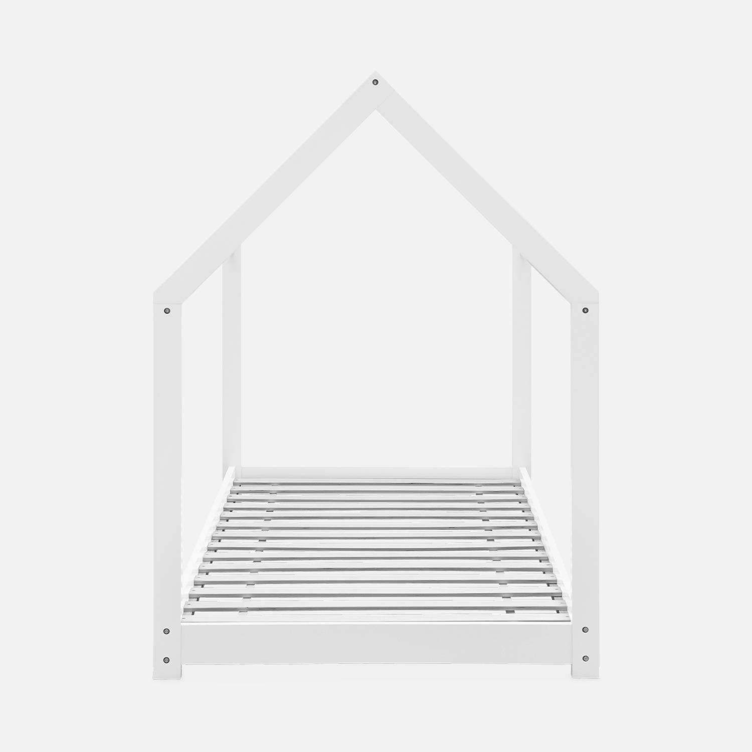 Cama de cabana Montessori, madeira maciça em pinho branco natural - Tobias - base incluída, 90 x 190 cm,sweeek,Photo3