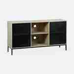 TV stand - metal and wood-effect - 2 doors and 6 compartments - Brooklyn Photo3