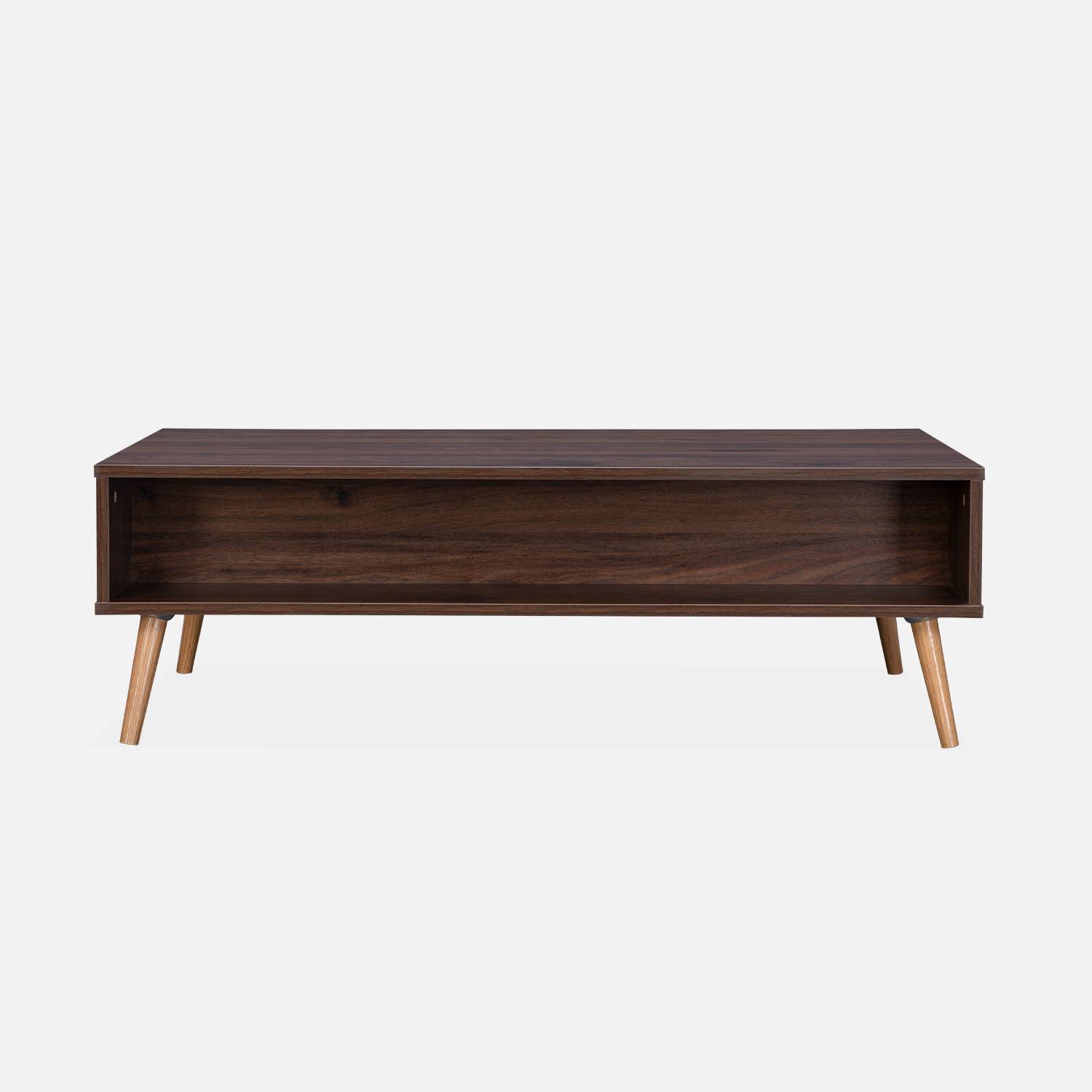  Wood and woven rattan coffee table with storage, 110x59x39cm, dark wood, Boheme,sweeek,Photo5