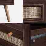 Tavolino cannage 110x59x39cm - Bohème - colore legno scuro, 1 cassetto, 1 vano portaoggetti, gambe scandinave Photo6