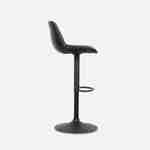 Pair of faux leather, square backrest, adjustable bar stools, seat height 61.5 - 83.5cm - Noah - Black Photo5