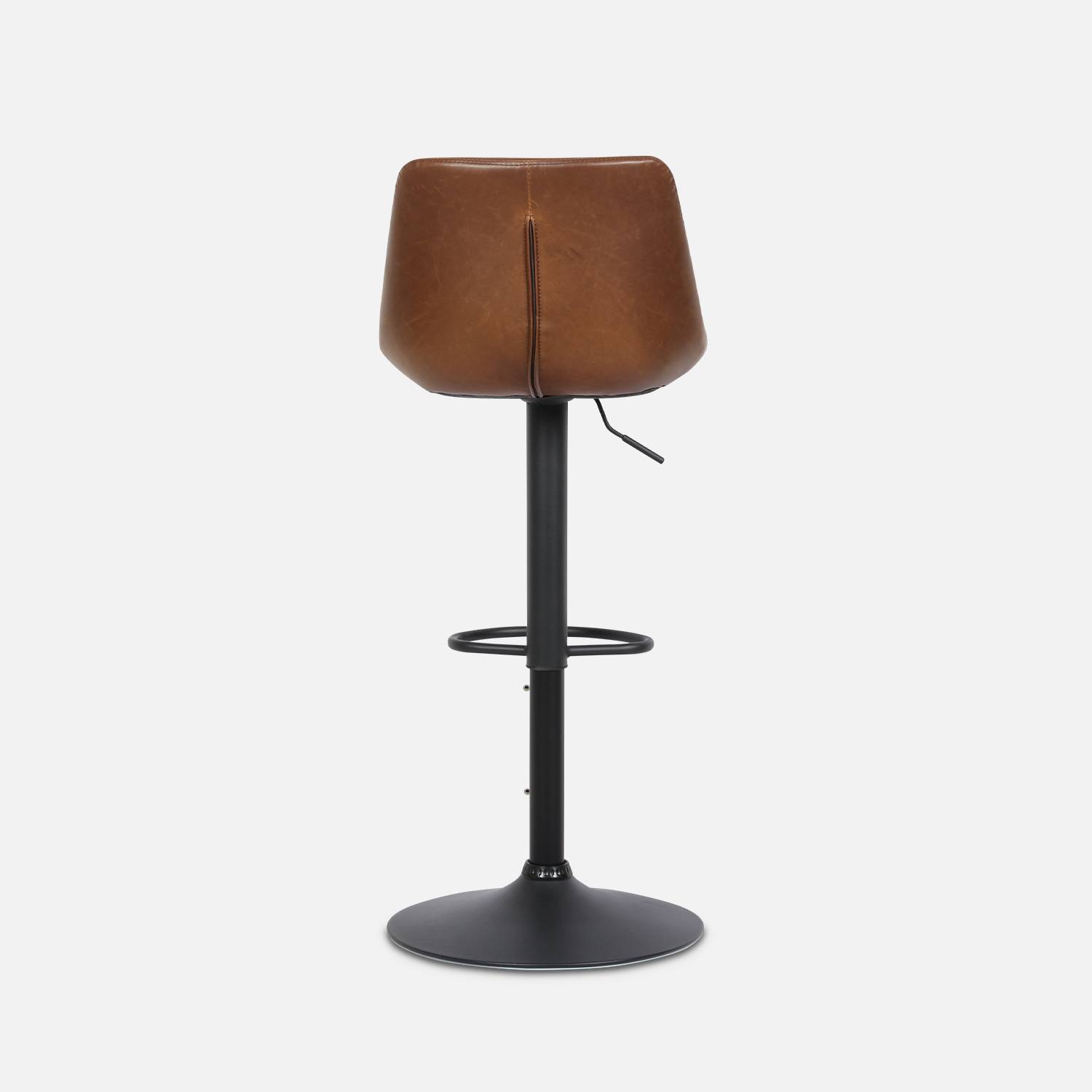 Pair of faux leather, square backrest, adjustable bar stools, seat height 61.5 - 83.5cm - Noah - Brown,sweeek,Photo6