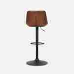 Pair of faux leather, square backrest, adjustable bar stools, seat height 61.5 - 83.5cm - Noah - Brown Photo6