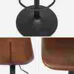 Pair of faux leather, square backrest, adjustable bar stools, seat height 61.5 - 83.5cm - Noah - Brown Photo7