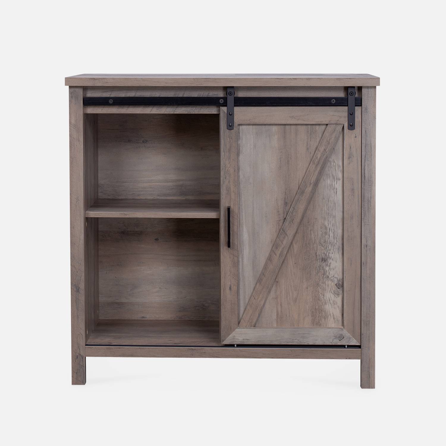 Aparador decoración madera gris 90x39x90cm - Galant - 2 estantes, 4 compartimentos de almacenaje,sweeek,Photo5