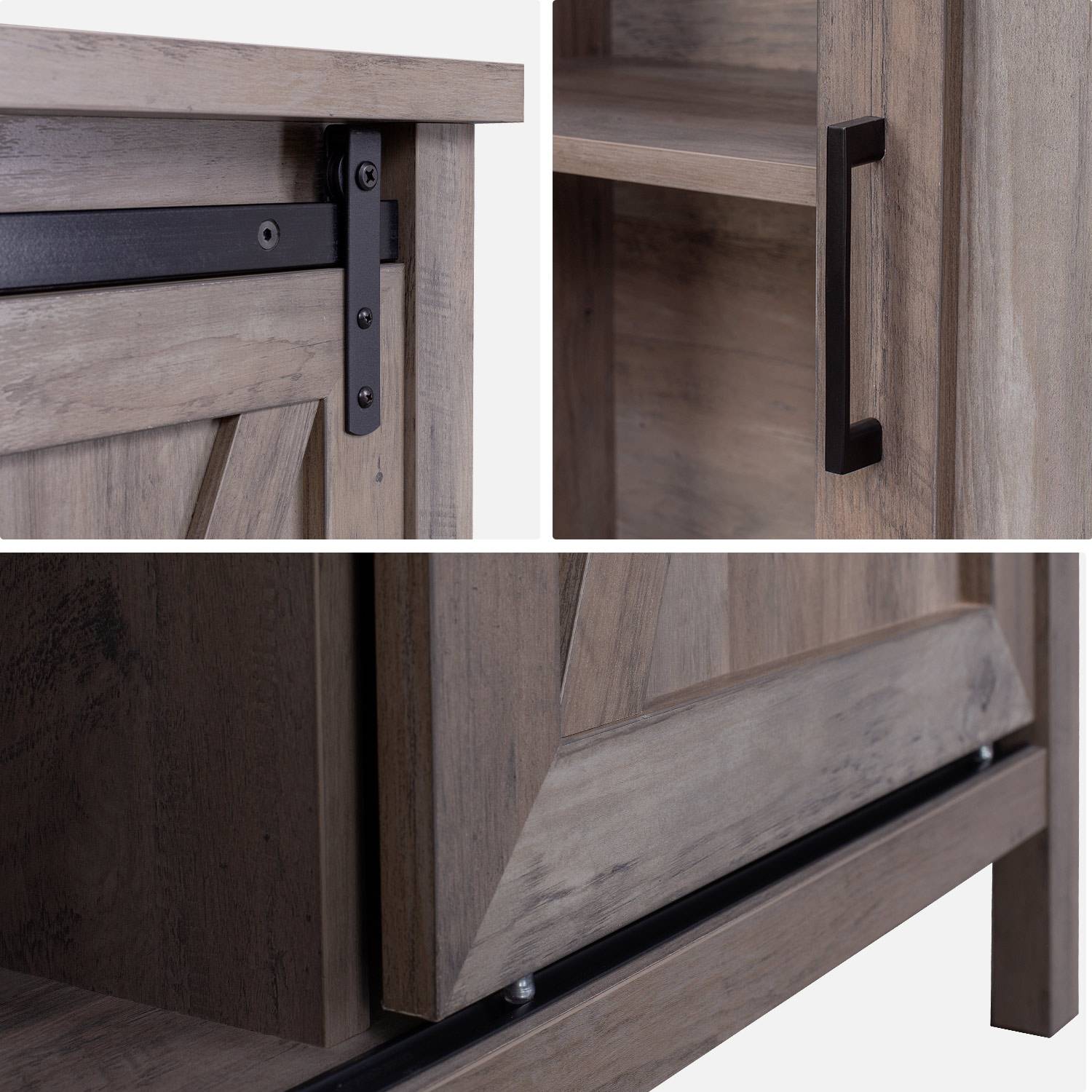 Aparador decoración madera gris 90x39x90cm - Galant - 2 estantes, 4 compartimentos de almacenaje,sweeek,Photo6