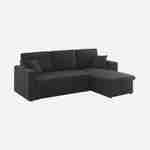 Sofá cama de esquina de tela negra - IDA - 3 plazas, sillón de esquina reversible, caja de almacenamiento, cama modular  Photo5
