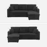 Sofá cama de esquina de tela negra - IDA - 3 plazas, sillón de esquina reversible, caja de almacenamiento, cama modular  Photo7