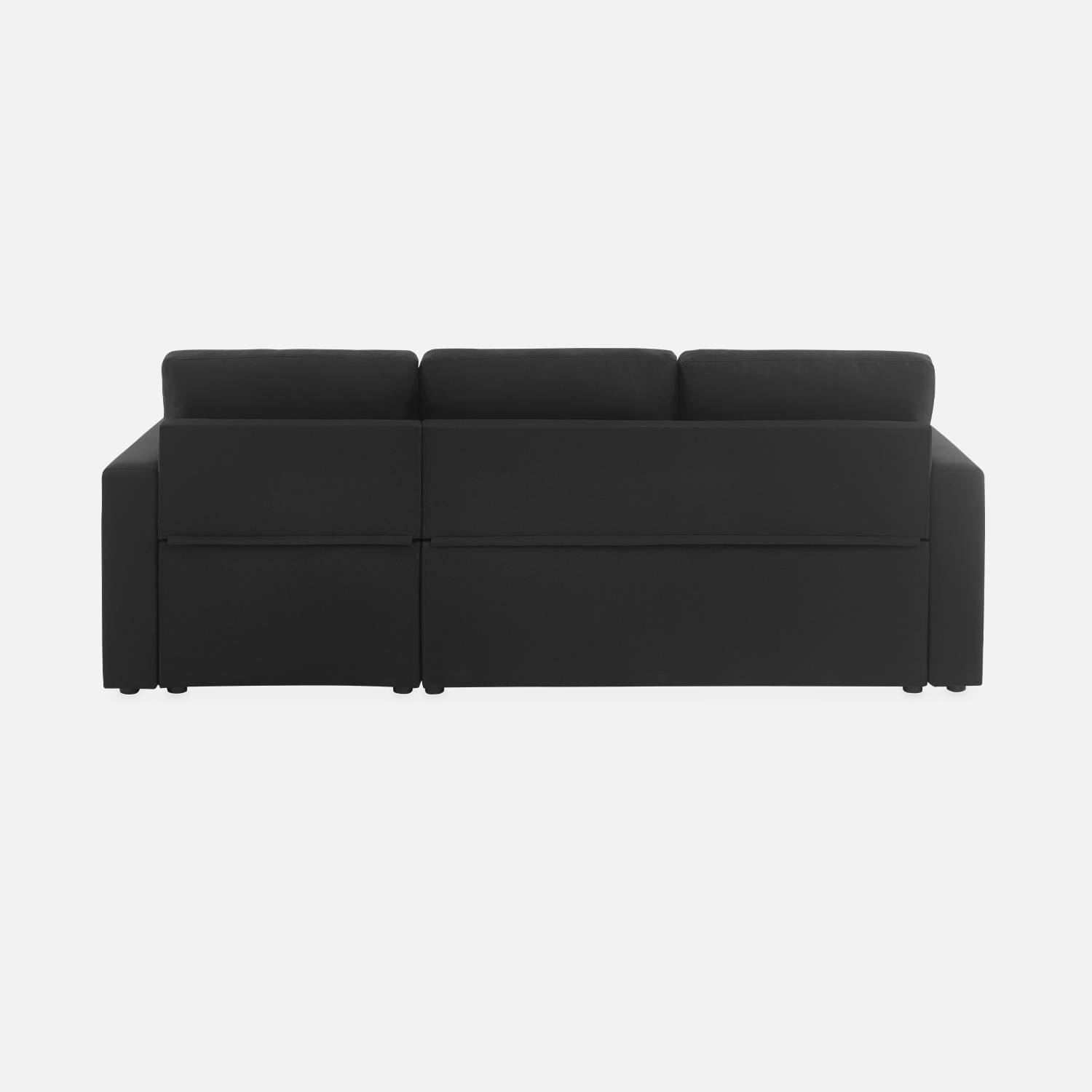 Sofá-cama de canto em tecido preto - IDA - 3 lugares, poltrona de canto reversível caixa de arrumação cama modular Photo8