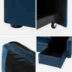 Petroleumblauwe velours bedbank met chaise longue en opbergruimte - IDA - 3-zits, omkeerbare hoeksalon, opbergruimte, zetelbed Photo7