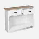 Console en décor bois blanc 97x35x76cm - Cottage - avec 2 tiroirs de rangement Photo6