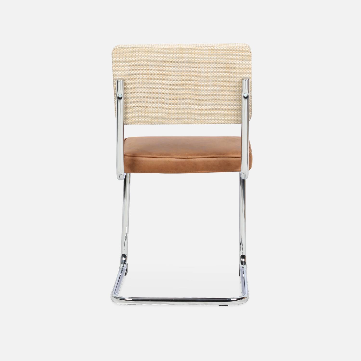 2 sillas cantilever - Maja - tela marrón claro y resina efecto ratán, 46 x 54,5 x 84,5cm   Photo8