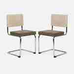 2 chaises cantilever - Maja - tissu taupe et résine effet rotin 46 x 54,5 x 84,5cm   Photo5