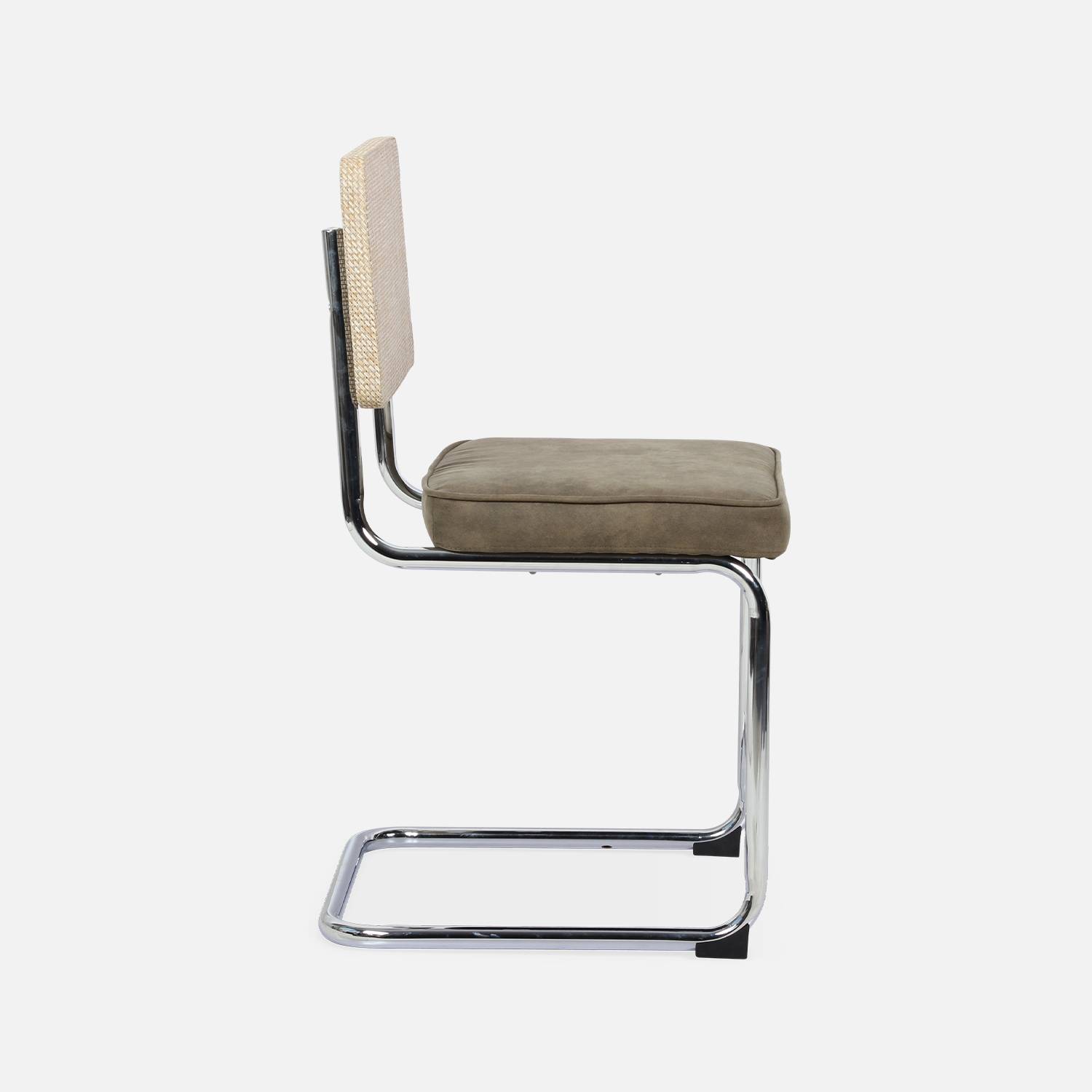Chaise cantilever acier effet rotin et tissu (lot de 2)