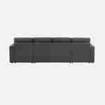 Sofá convertible panorámico de tela gris oscuro, 4 plazas, caja de almacenamiento, cama modular Photo7